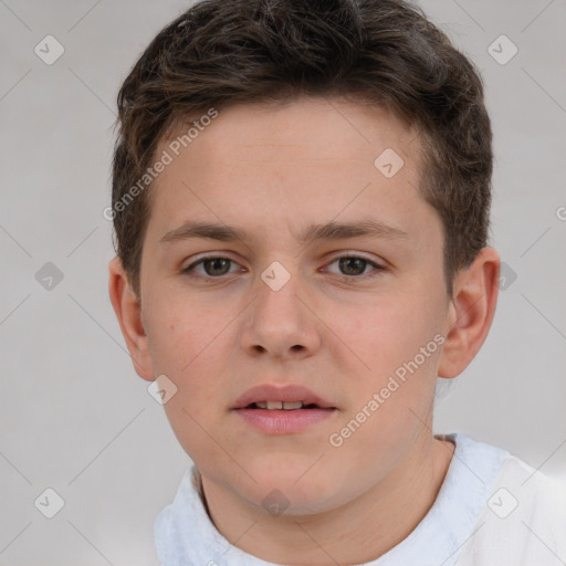 Neutral white child male with short  brown hair and brown eyes