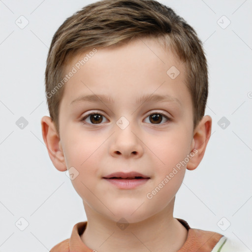 Neutral white child male with short  brown hair and brown eyes