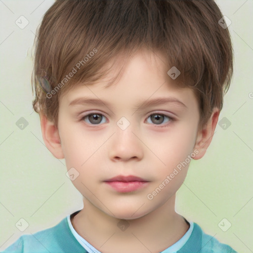 Neutral white child male with short  brown hair and brown eyes