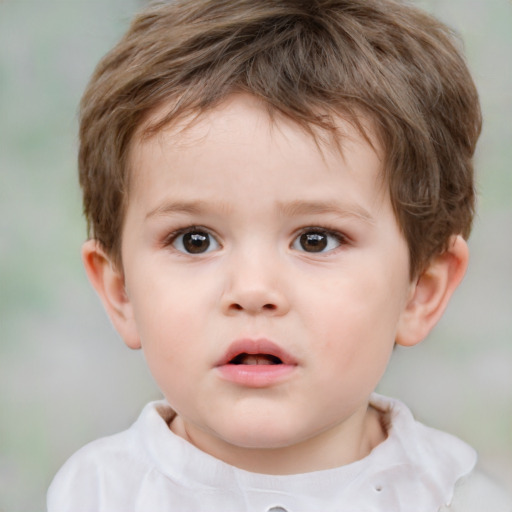 Neutral white child male with short  brown hair and brown eyes