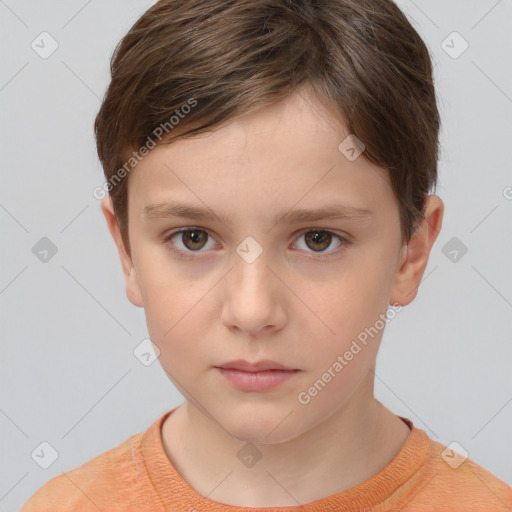 Neutral white child female with short  brown hair and brown eyes