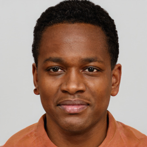 Neutral black young-adult male with short  brown hair and brown eyes