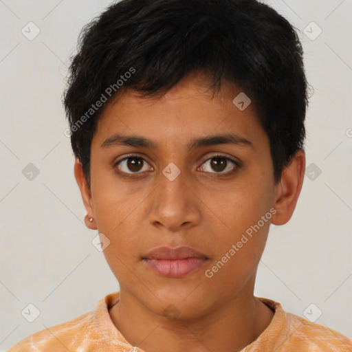 Neutral latino young-adult male with short  brown hair and brown eyes