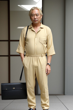 Japanese middle-aged male with  blonde hair