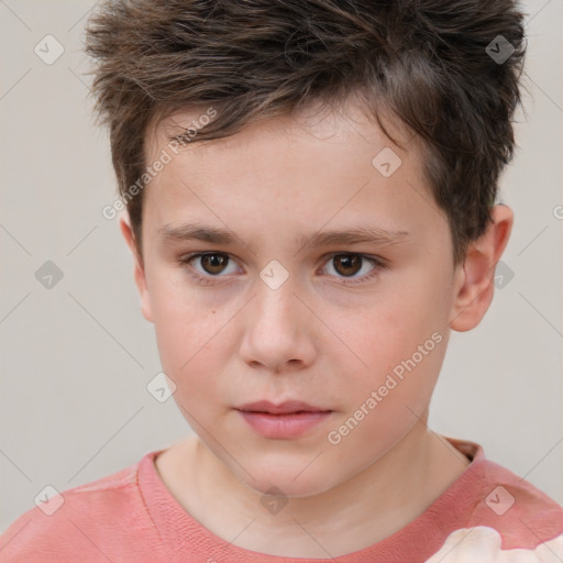 Neutral white child male with short  brown hair and brown eyes