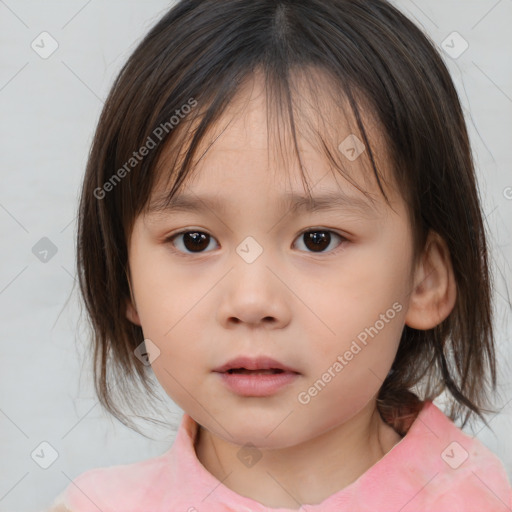 Neutral white child female with medium  brown hair and brown eyes