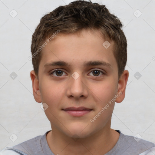 Neutral white child male with short  brown hair and brown eyes