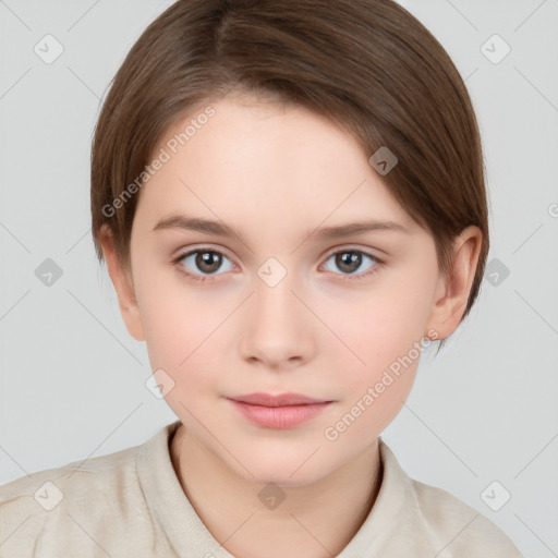 Neutral white child female with medium  brown hair and brown eyes