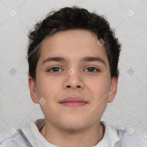 Neutral white child male with short  brown hair and brown eyes