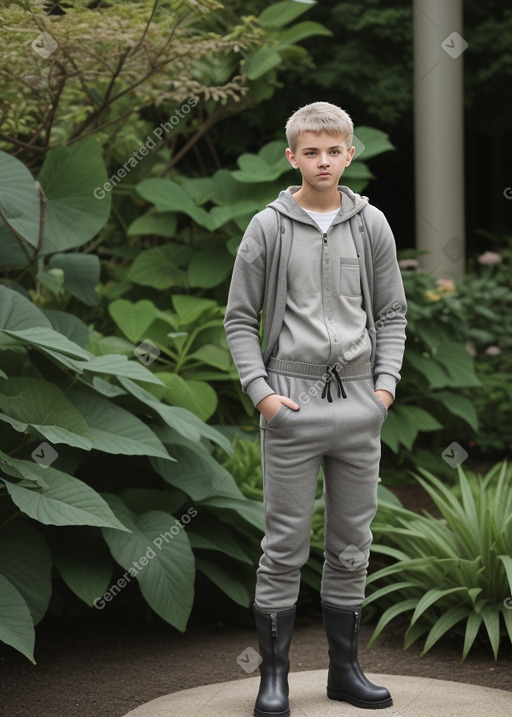 German teenager boy with  gray hair