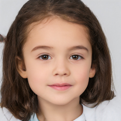 Neutral white child female with medium  brown hair and brown eyes