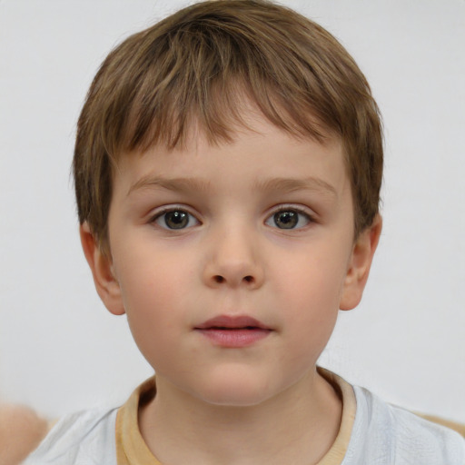 Neutral white child male with short  brown hair and brown eyes