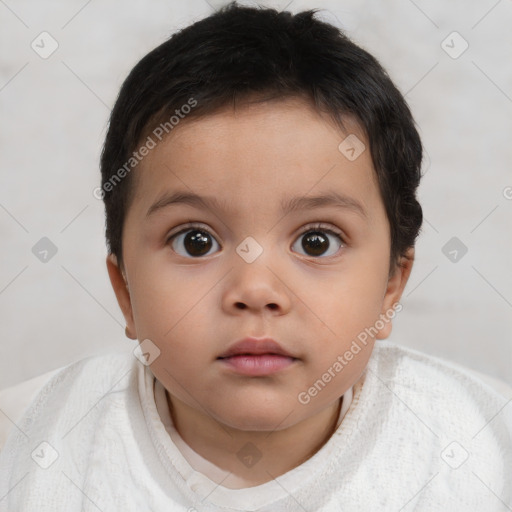 Neutral white child female with short  brown hair and brown eyes