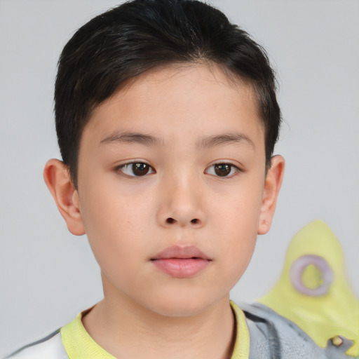 Neutral white child female with short  brown hair and brown eyes