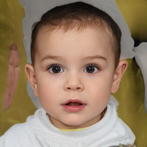 Neutral white child female with short  brown hair and brown eyes