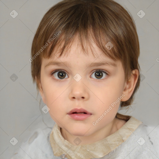 Neutral white child female with medium  brown hair and brown eyes