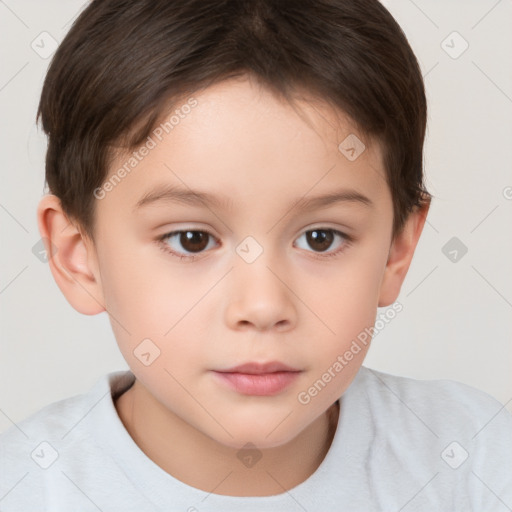 Neutral white child female with short  brown hair and brown eyes