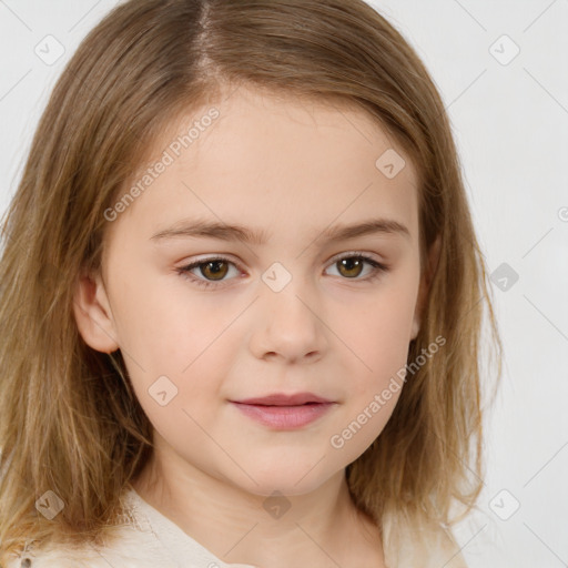 Neutral white child female with medium  brown hair and brown eyes