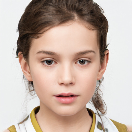 Neutral white child female with medium  brown hair and brown eyes