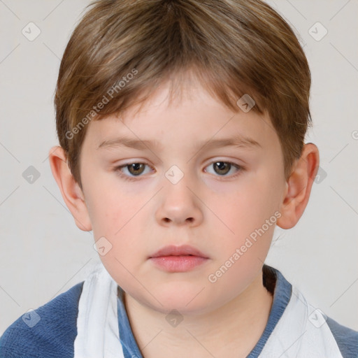 Neutral white child male with short  brown hair and brown eyes