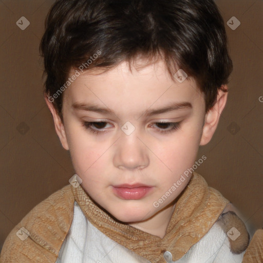 Neutral white child male with medium  brown hair and brown eyes