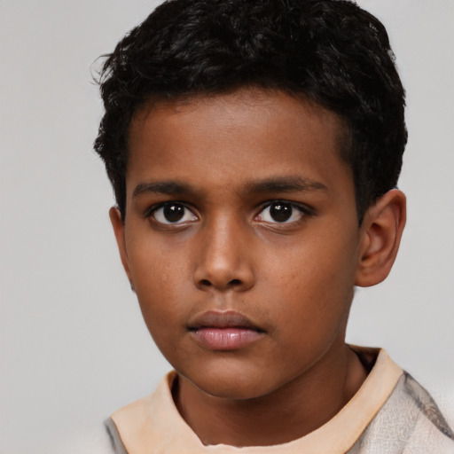Neutral black child male with short  brown hair and brown eyes