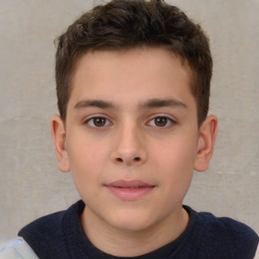 Neutral white child male with short  brown hair and brown eyes