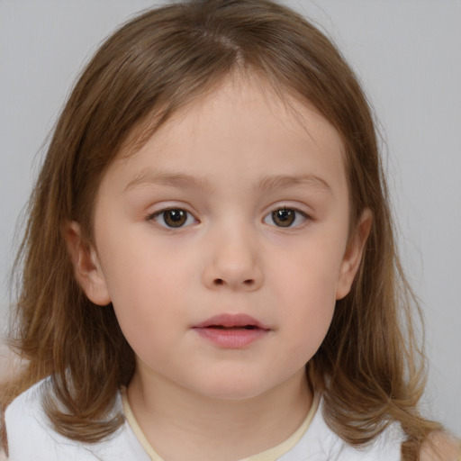 Neutral white child female with medium  brown hair and brown eyes