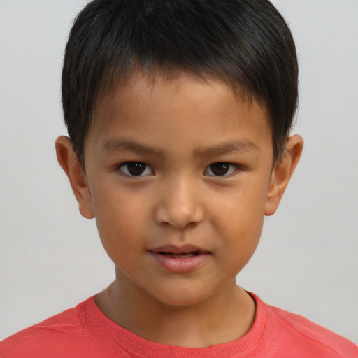Neutral white child male with short  brown hair and brown eyes