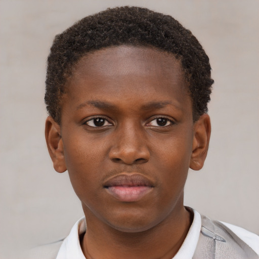 Neutral black young-adult male with short  brown hair and brown eyes