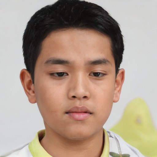 Neutral asian young-adult male with short  brown hair and brown eyes
