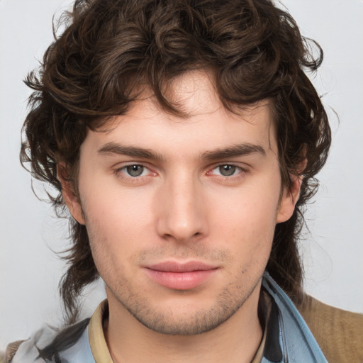 Neutral white young-adult male with medium  brown hair and brown eyes