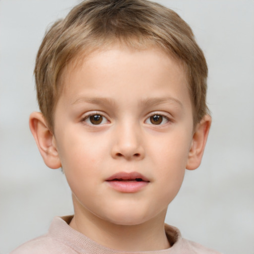 Neutral white child male with short  brown hair and brown eyes