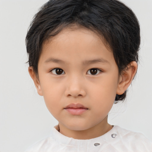 Neutral asian child female with medium  brown hair and brown eyes