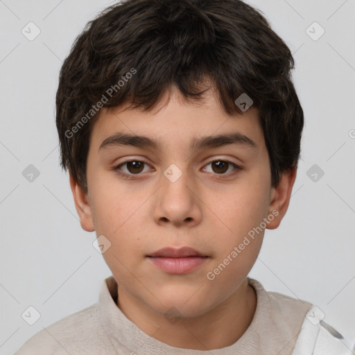 Neutral white child male with short  brown hair and brown eyes