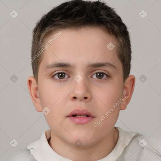 Neutral white child male with short  brown hair and brown eyes