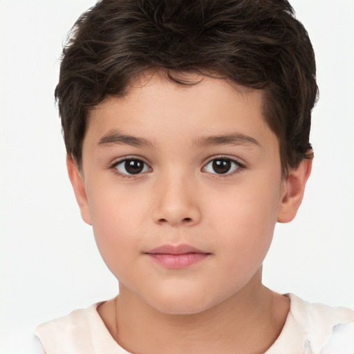 Neutral white child male with short  brown hair and brown eyes