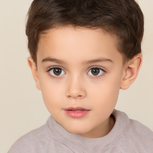 Neutral white child male with short  brown hair and brown eyes