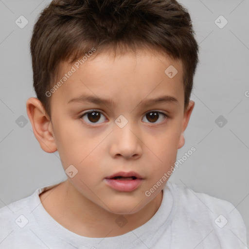 Neutral white child male with short  brown hair and brown eyes