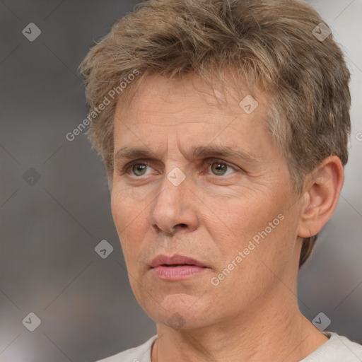 Neutral white adult male with short  brown hair and brown eyes