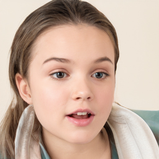 Neutral white child female with medium  brown hair and brown eyes