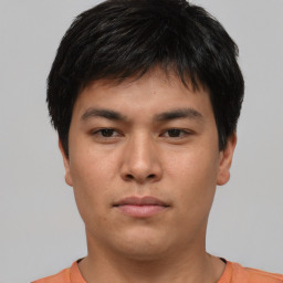 Neutral asian young-adult male with short  brown hair and brown eyes