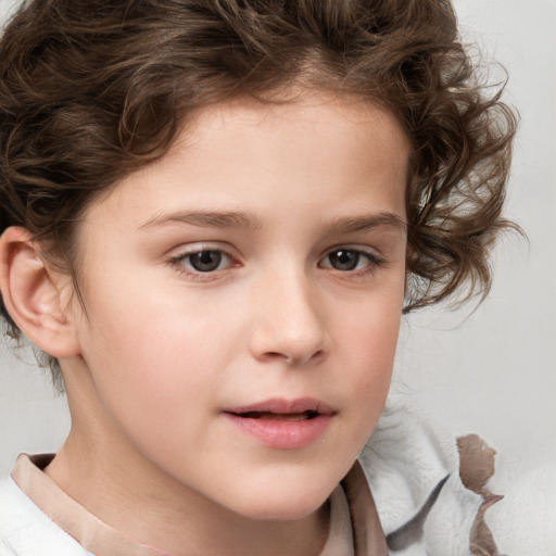 Neutral white child female with medium  brown hair and brown eyes