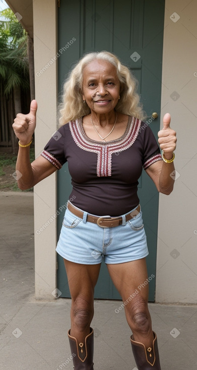 Ethiopian elderly female with  blonde hair