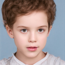 Neutral white child female with short  brown hair and brown eyes