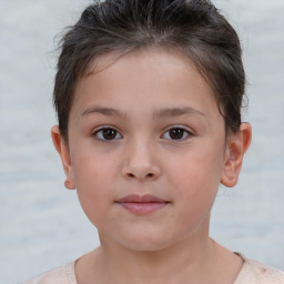 Neutral white child female with short  brown hair and brown eyes