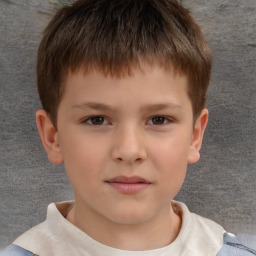 Neutral white child male with short  brown hair and brown eyes