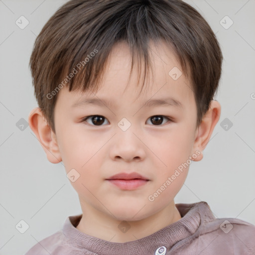 Neutral white child male with short  brown hair and brown eyes