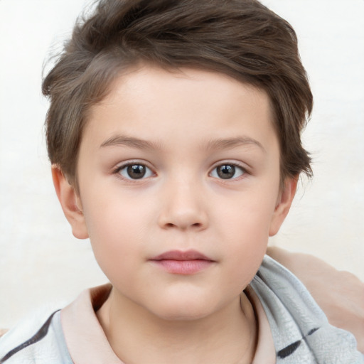 Neutral white child female with short  brown hair and brown eyes