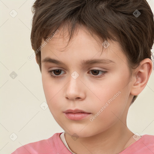 Neutral white child female with short  brown hair and brown eyes